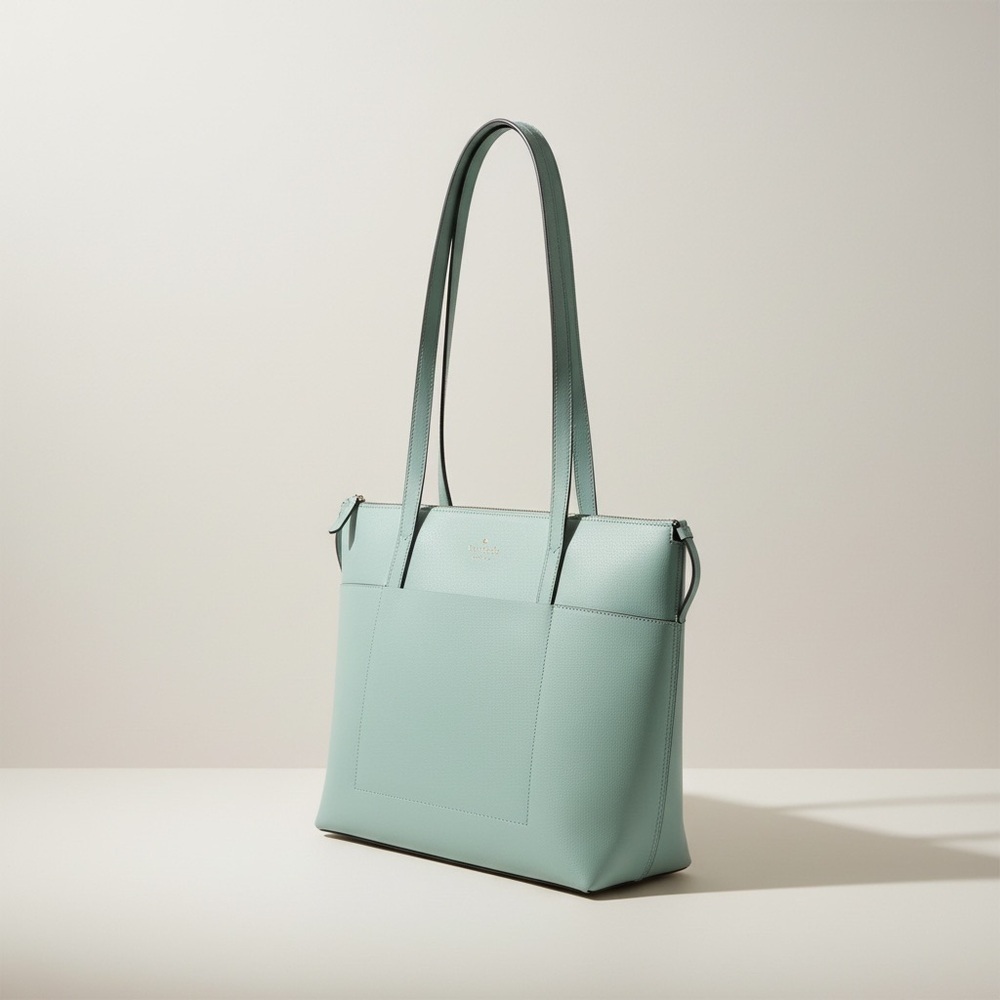 Kate Spade Mint Green Saffiano Leather Tote Large Work Laptop Bag NWOT Chic - Picture 4 of 16
